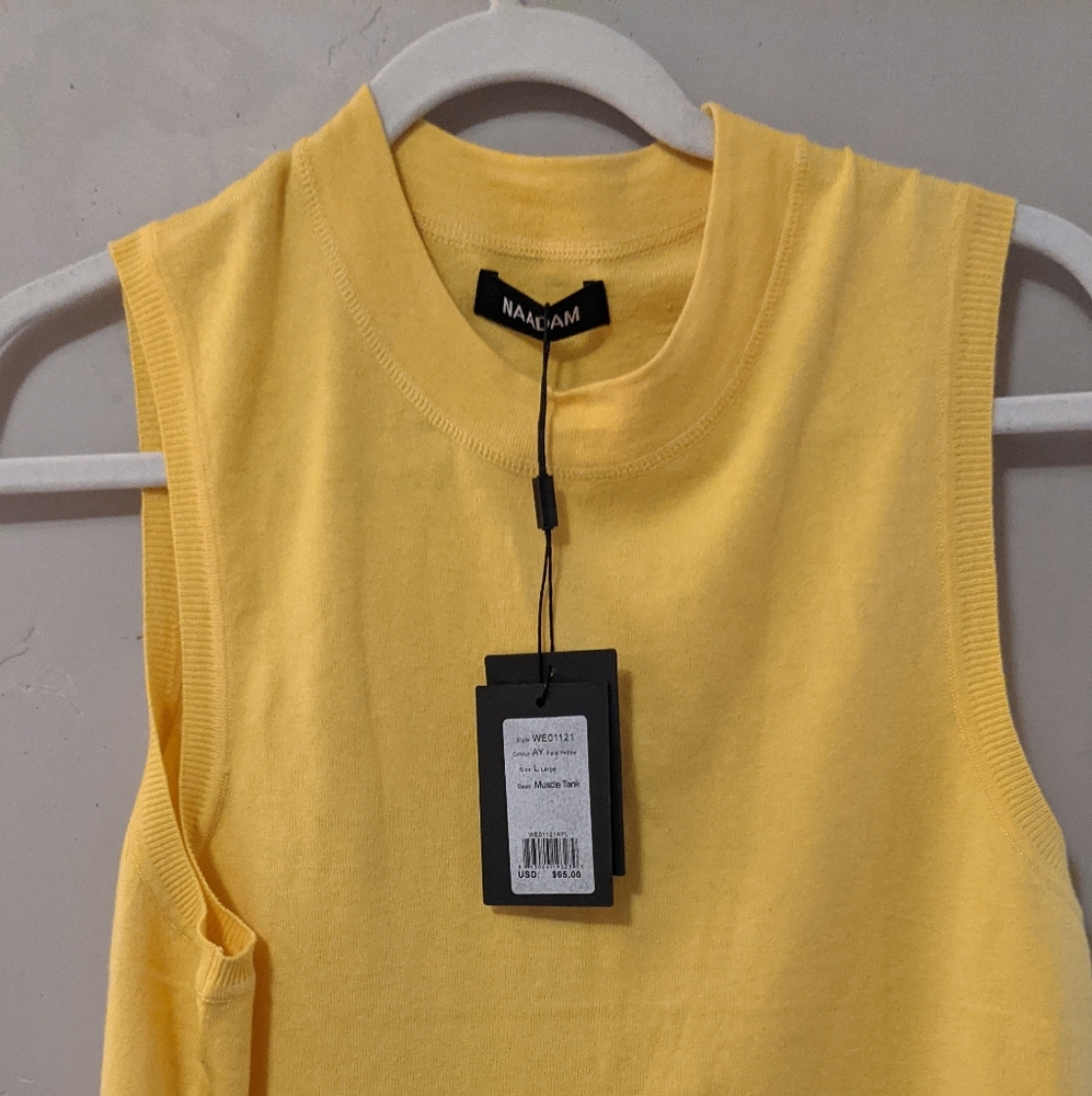 Yellow cashmere muscle tank